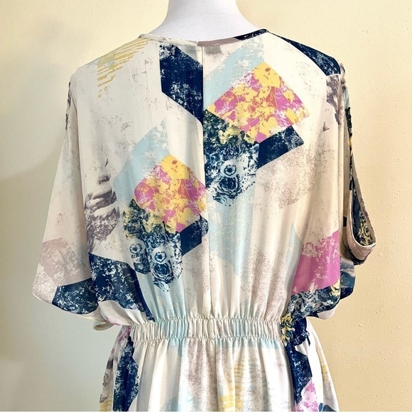 TILDON Kimono sleeves watercolor prints opened dress/ swim cover up boho size S - Picture 7 of 11